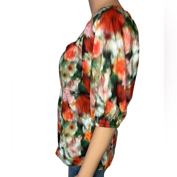 J CREW Squareneck Top size 8  Liberty Hazy Days Floral Tie Back Puff Sleeves - Picture 4 of 8